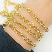 Gold Plated Sterling Silver Hollow Round Link Chain